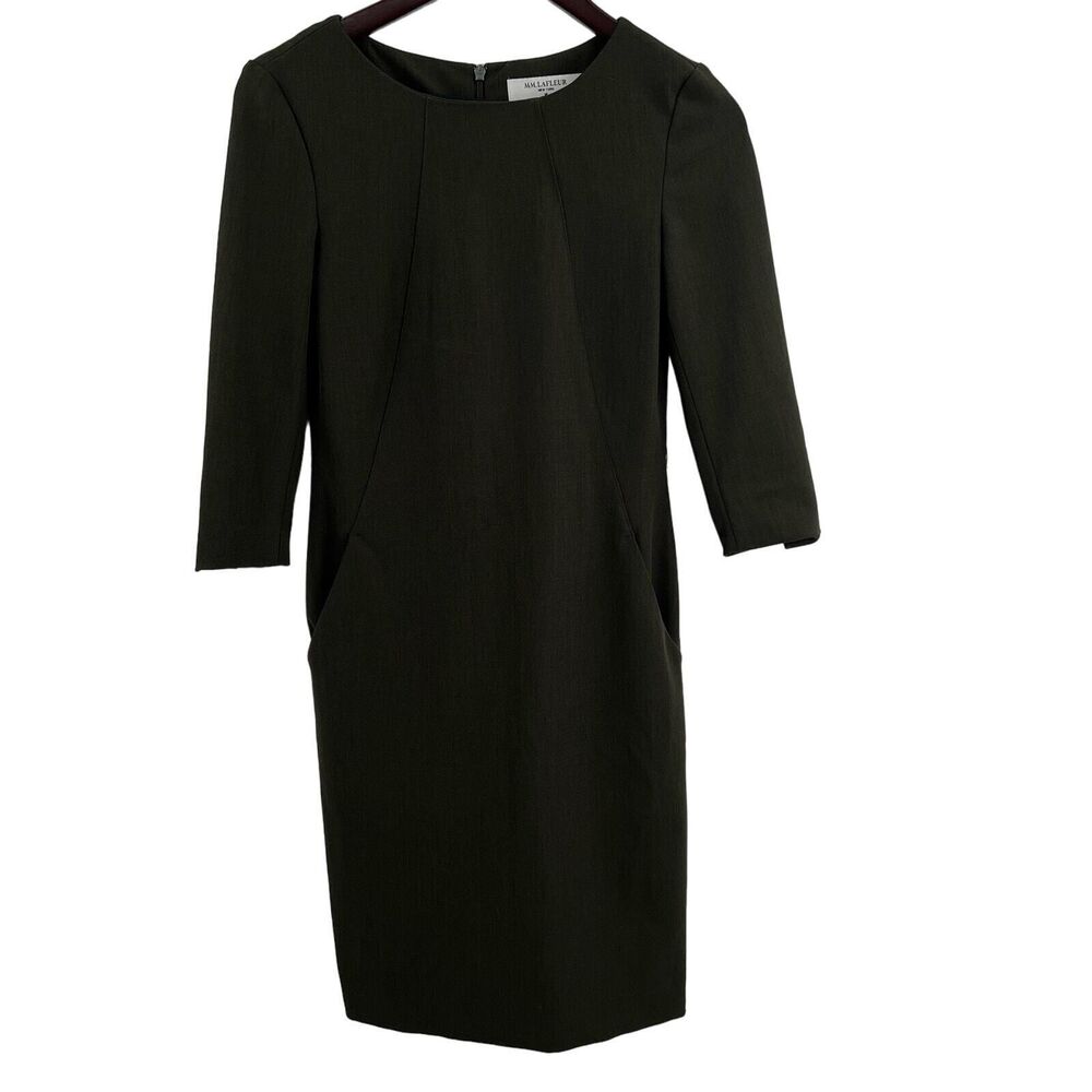 MM Lafleur Etsuko Dress Womens 0P Green 3/4 Sleeve WonderTex‎ Business Work